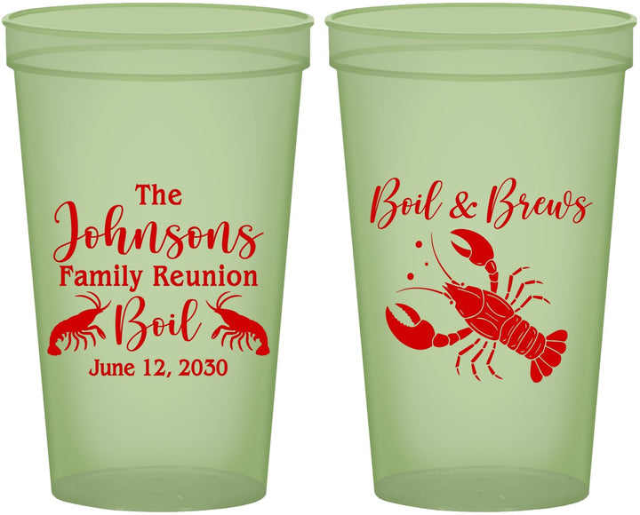 Custom Family Reunion 22 oz Glow In The Dark Cups - Crawfish Boil | 160005