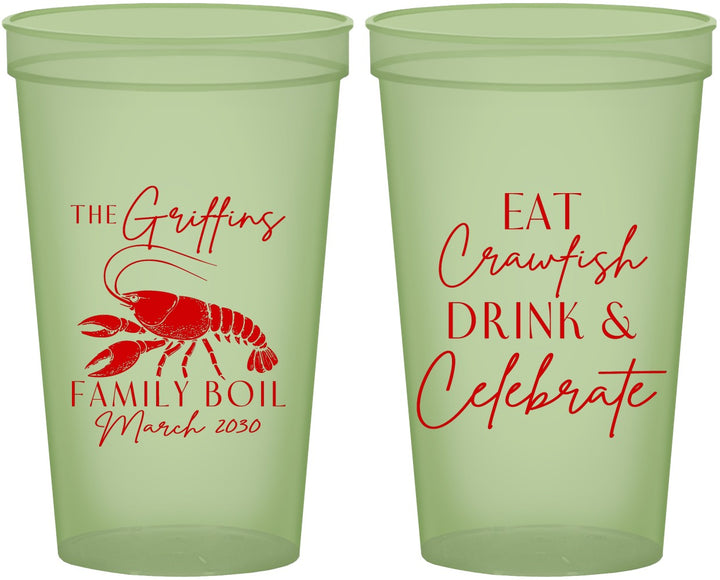 Custom Family Reunion 22 oz Glow In The Dark Cups - Crawfish Boil | 160007