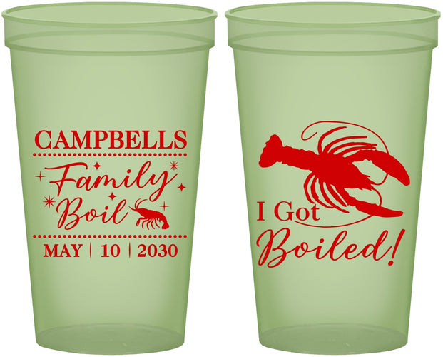 Custom Family Reunion 22 oz Glow In The Dark Cups - Crawfish Boil | 160008