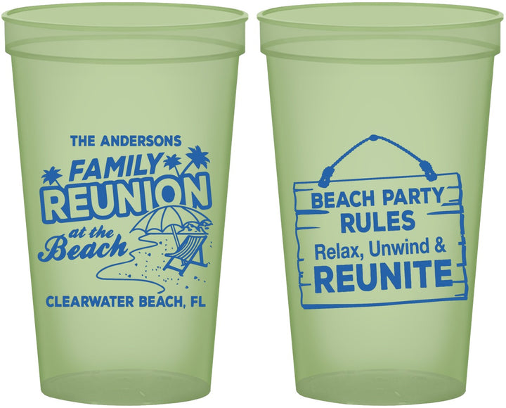 Custom Family Reunion 22 oz Glow In The Dark Cups - Beach Reunite | 160011