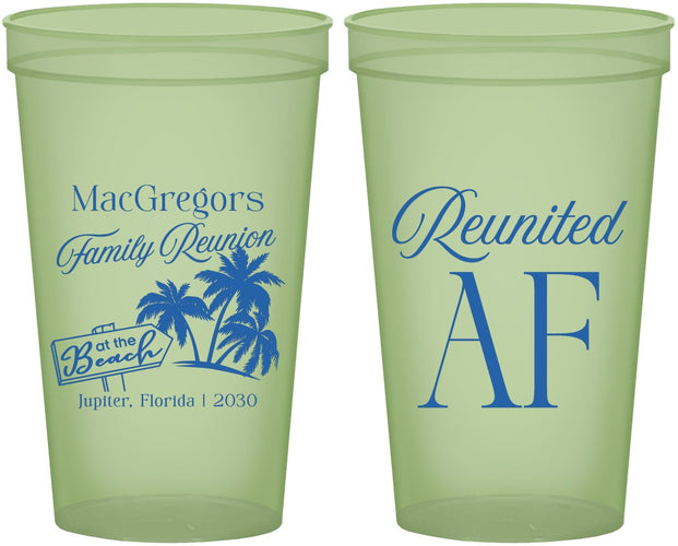 Custom Family Reunion 22 oz Glow In The Dark Cups - Beach Reunited Af | 160012