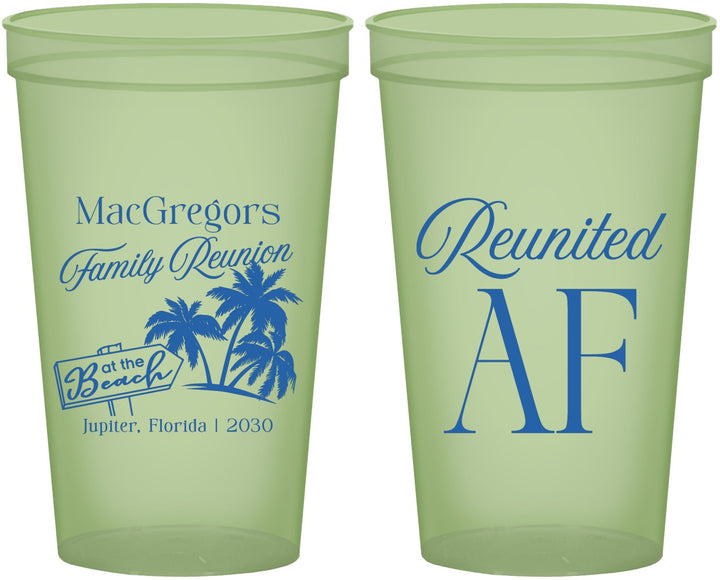 Custom Family Reunion 22 oz Glow In The Dark Cups - Beach Reunited Af | 160012