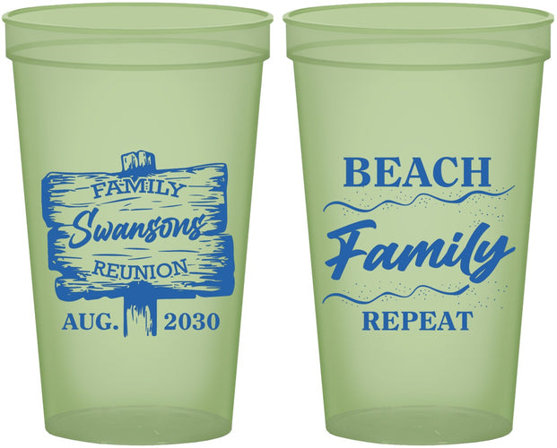 Custom Family Reunion 22 oz Glow In The Dark Cups - Beach Family Repeat | 160013