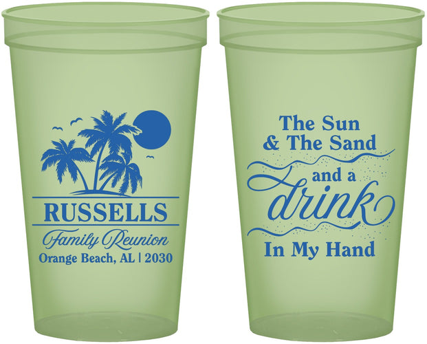 Custom Family Reunion 22 oz Glow In The Dark Cups - Sun Sand Drink Beach | 160015