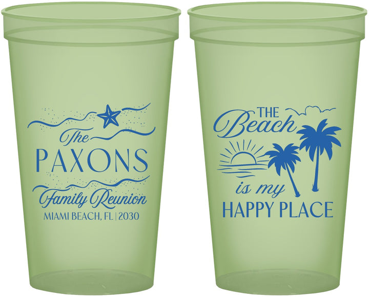 Custom Family Reunion 22 oz Glow In The Dark Cups - Beach Is My Happy Place | 160016