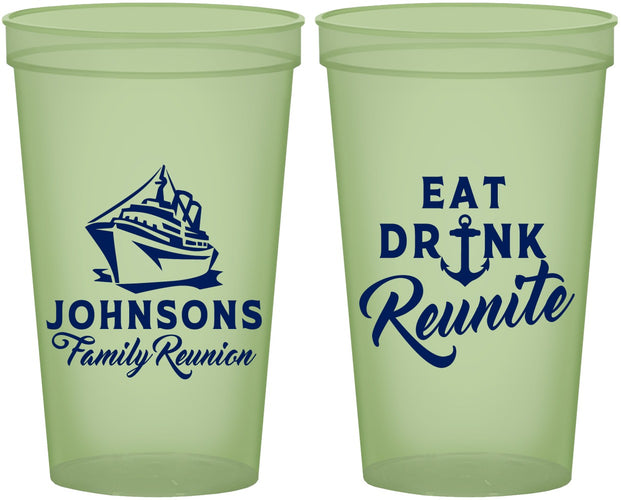Custom Family Reunion 22 oz Glow In The Dark Cups - Cruise Nautical | 160023