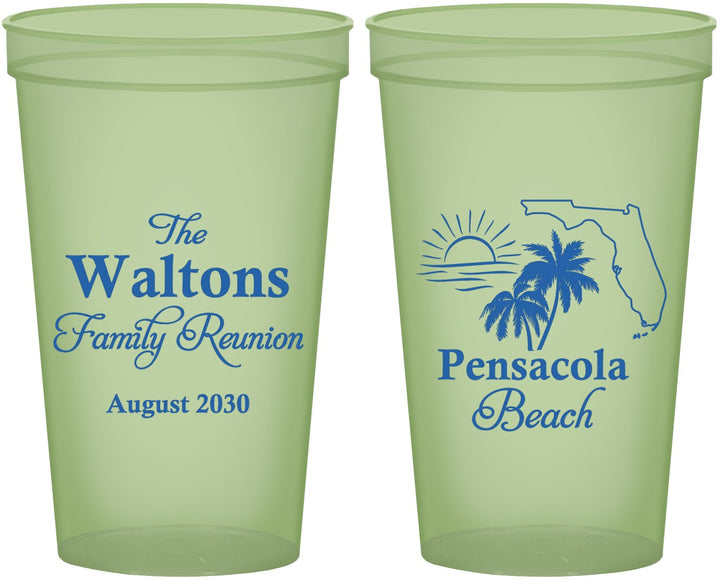 Custom Family Reunion 22 oz Glow In The Dark Cups - Florida Beach | 160036