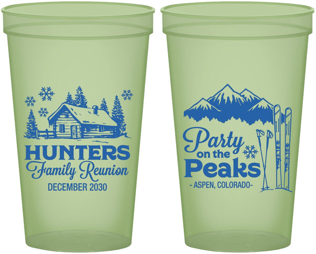Custom Family Reunion 22 oz Glow In The Dark Cups - Ski Trip | 160042