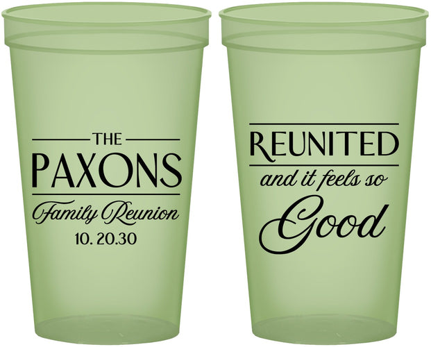 Custom Family Reunion 22 oz Glow In The Dark Cups - Reunited Feels So Good | 160052