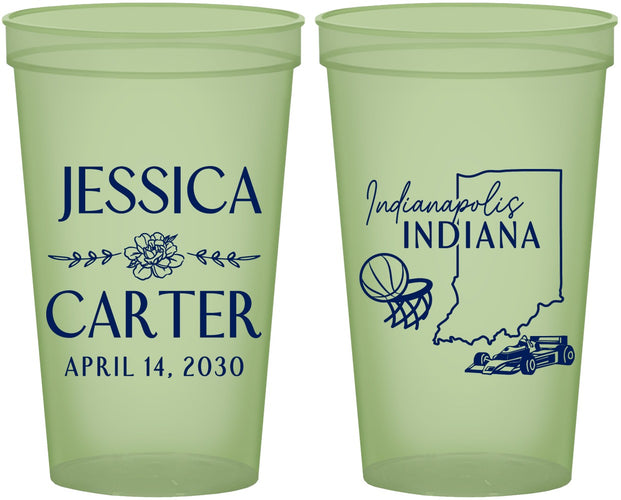 Custom Wedding 22 oz Glow In The Dark Cups - Indiana | 163