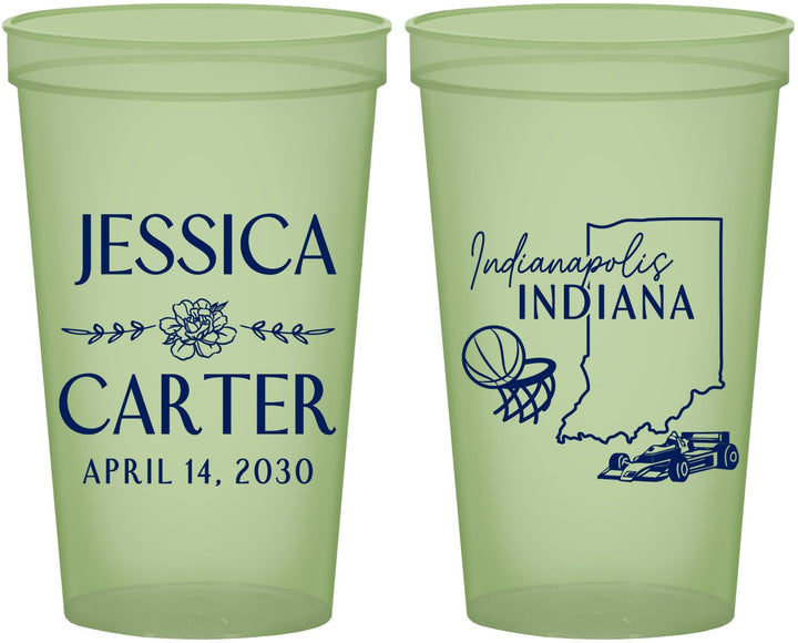 Custom Wedding 22 oz Glow In The Dark Cups - Indiana | 163