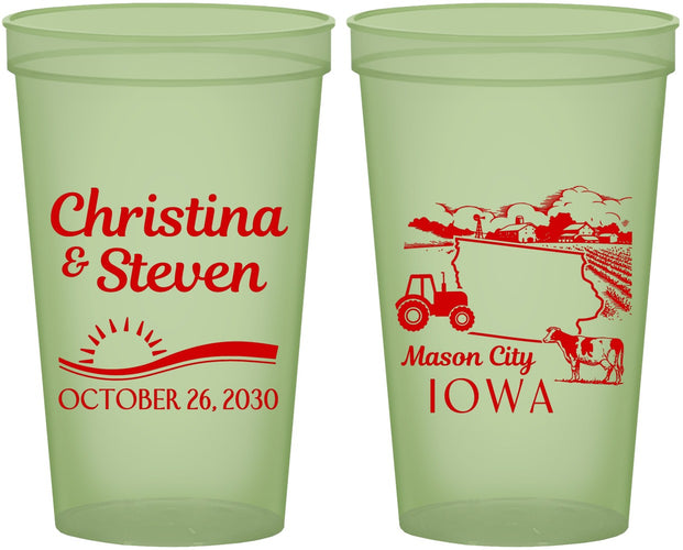 Custom Wedding 22 oz Glow In The Dark Cups - Iowa | 164