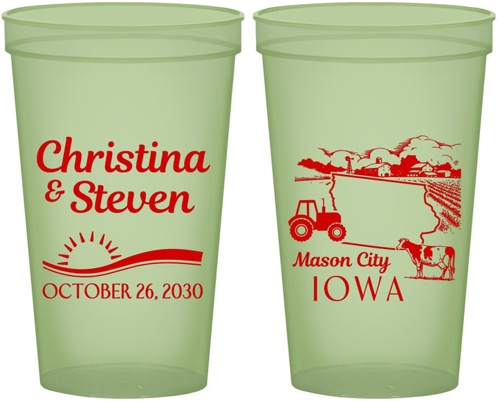 Custom Wedding 22 oz Glow In The Dark Cups - Iowa | 164