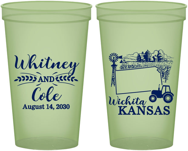 Custom Wedding 22 oz Glow In The Dark Cups - Kansas | 165