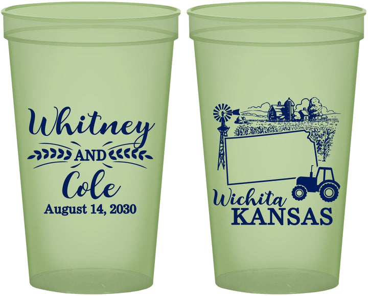 Custom Wedding 22 oz Glow In The Dark Cups - Kansas | 165