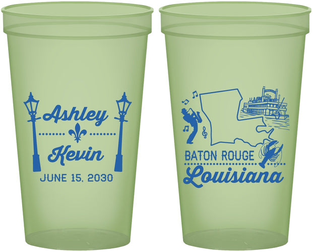 Custom Wedding 22 oz Glow In The Dark Cups - Louisiana | 167