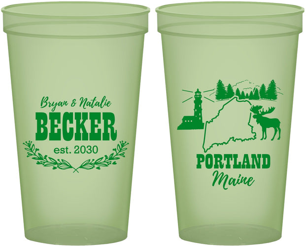 Custom Wedding 22 oz Glow In The Dark Cups - Maine | 168