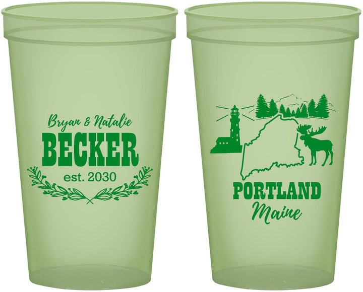 Custom Wedding 22 oz Glow In The Dark Cups - Maine | 168
