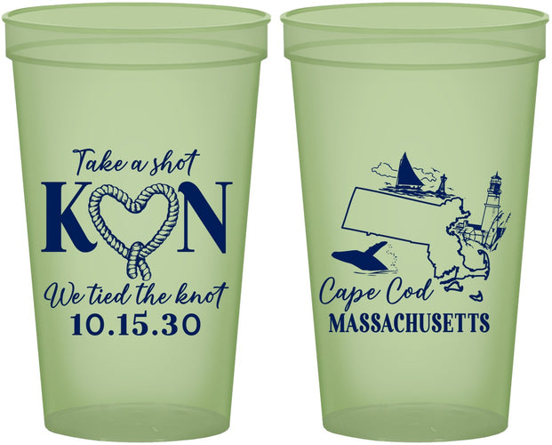 Custom Wedding 22 oz Glow In The Dark Cups - Massachusetts | 170