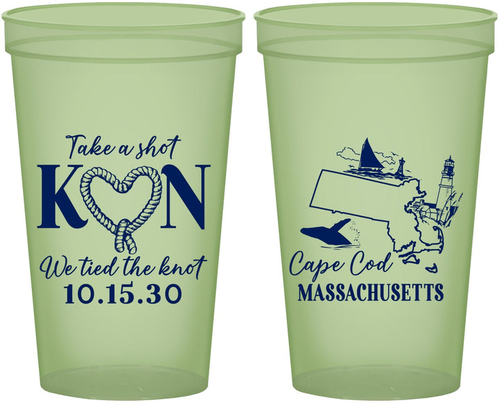 Custom Wedding 22 oz Glow In The Dark Cups - Massachusetts | 170