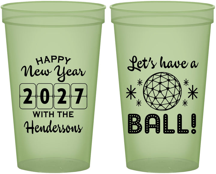 Custom New Years 22 oz Glow In The Dark Cups - 2027 Lets Have A Ball | 170001