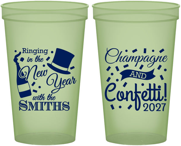 Custom New Years 22 oz Glow In The Dark Cups - 2027 Confetti | 170003