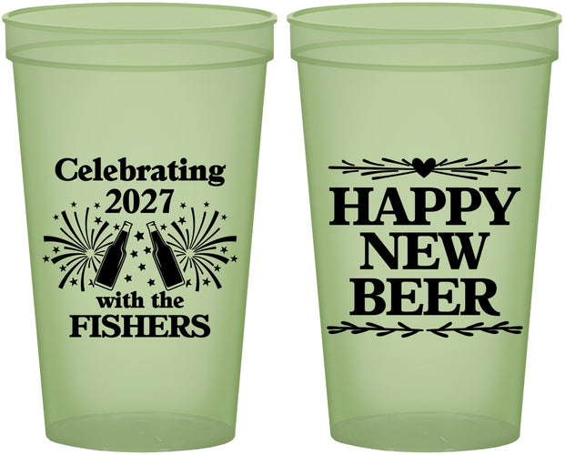 Custom New Years 22 oz Glow In The Dark Cups - 2027 Happy New Beer | 170004