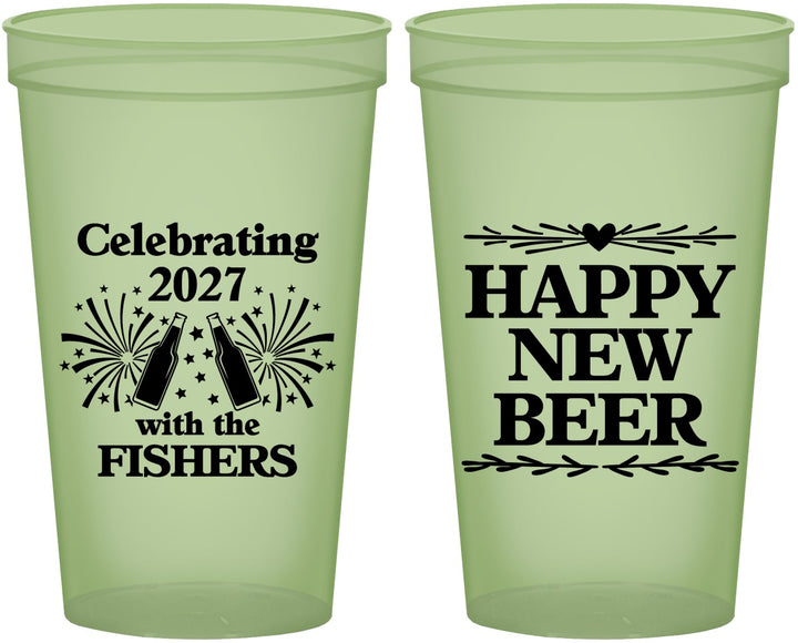 Custom New Years 22 oz Glow In The Dark Cups - 2027 Happy New Beer | 170004