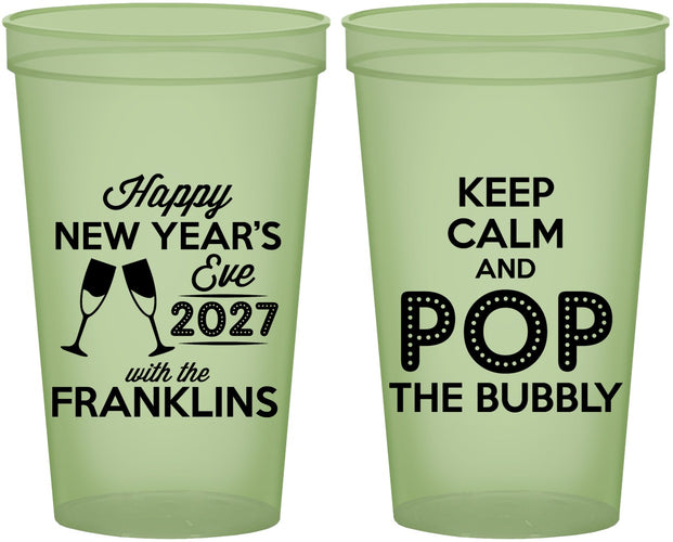 Custom New Years 22 oz Glow In The Dark Cups - 2027 Pop The Bubbly | 170006