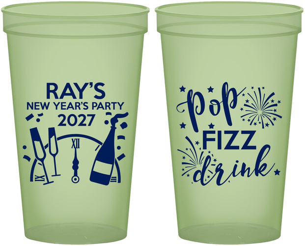 Custom New Years 22 oz Glow In The Dark Cups - 2027 Pop Fizz Drink | 170007