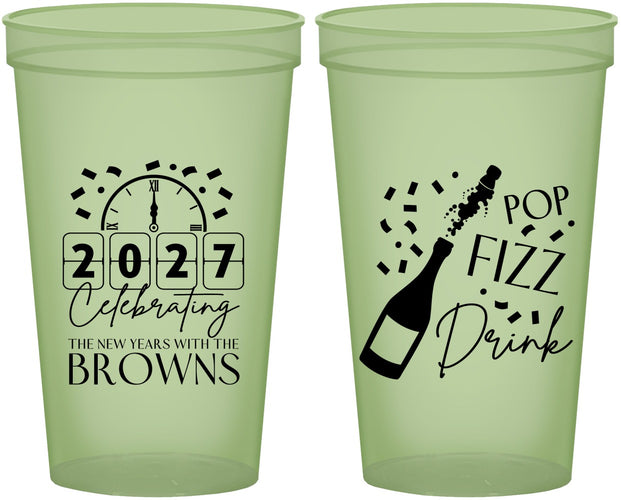 Custom New Years 22 oz Glow In The Dark Cups - 2027 Pop Fizz Drink | 170009