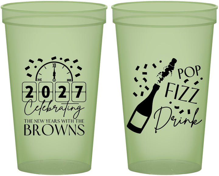Custom New Years 22 oz Glow In The Dark Cups - 2027 Pop Fizz Drink | 170009