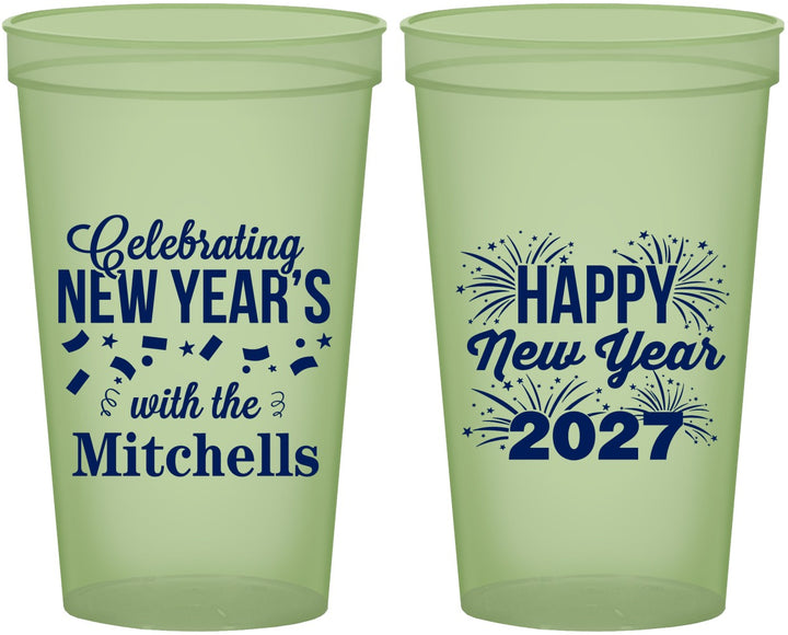 Custom New Years 22 oz Glow In The Dark Cups - 2027 Nye Confetti | 170015