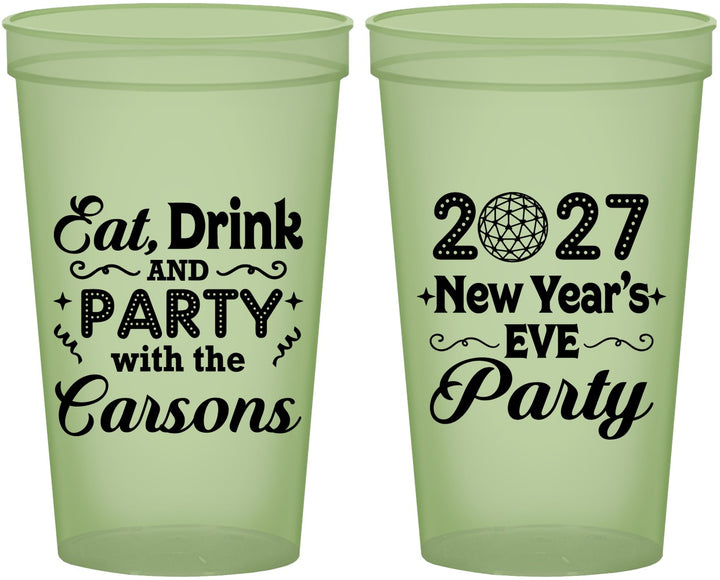 Custom New Years 22 oz Glow In The Dark Cups - 2027 Eat Drink Party | 170022