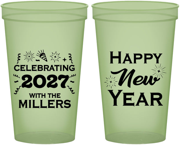 Custom New Years 22 oz Glow In The Dark Cups - 2027 Nye Confetti | 170028