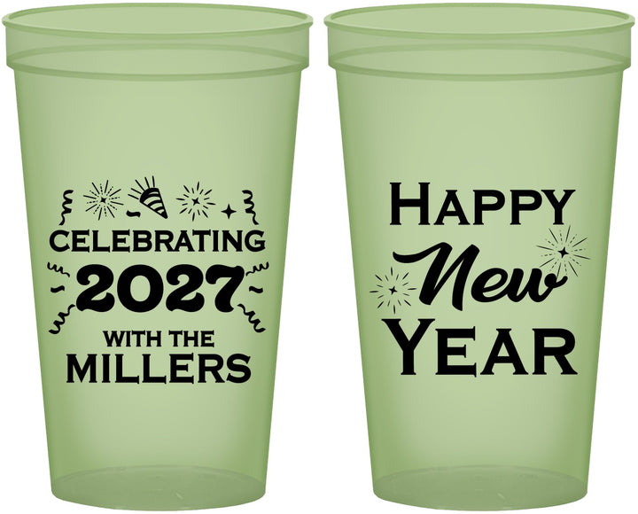 Custom New Years 22 oz Glow In The Dark Cups - 2027 Nye Confetti | 170028
