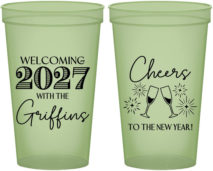 Custom New Years 22 oz Glow In The Dark Cups - 2027 Cheers | 170029