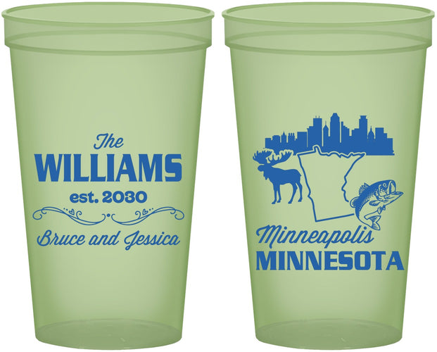 Custom Wedding 22 oz Glow In The Dark Cups - Minnesota | 172