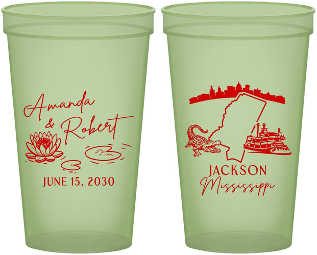 Custom Wedding 22 oz Glow In The Dark Cups - Mississippi | 173