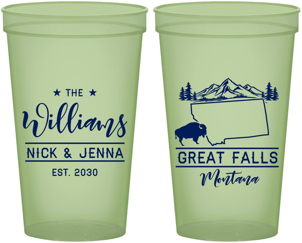 Custom Wedding 22 oz Glow In The Dark Cups - Montana | 175