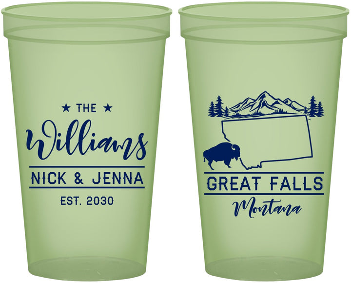Custom Wedding 22 oz Glow In The Dark Cups - Montana | 175