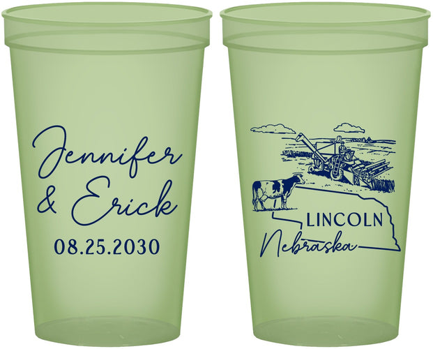 Custom Wedding 22 oz Glow In The Dark Cups - Nebraska | 176