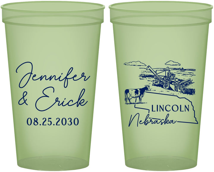Custom Wedding 22 oz Glow In The Dark Cups - Nebraska | 176