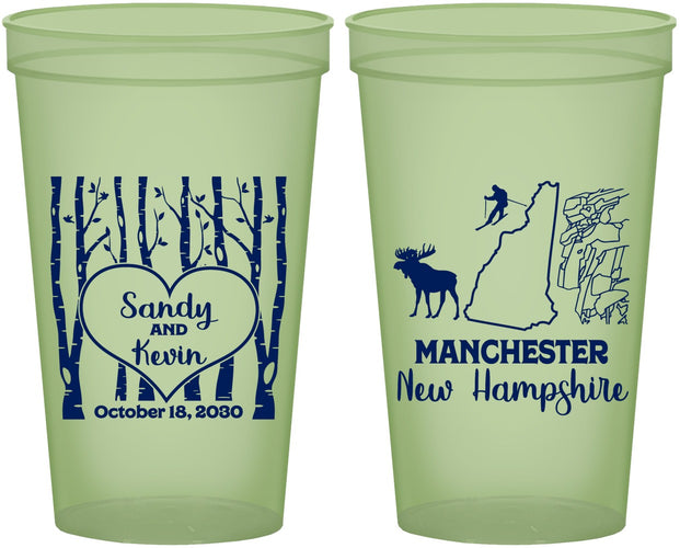 Custom Wedding 22 oz Glow In The Dark Cups - New Hampshire | 178
