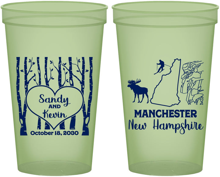 Custom Wedding 22 oz Glow In The Dark Cups - New Hampshire | 178