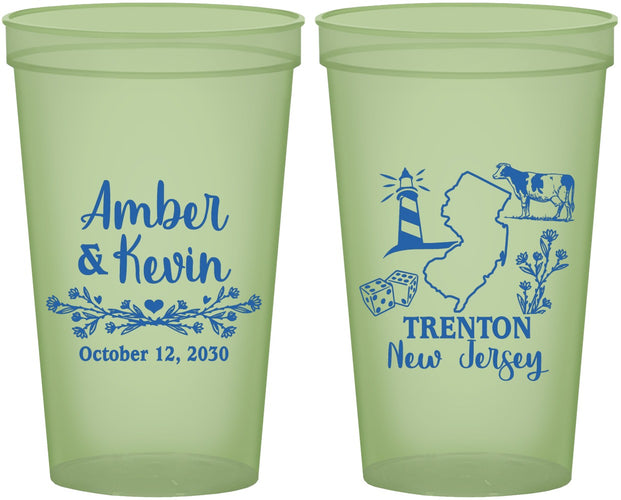 Custom Wedding 22 oz Glow In The Dark Cups - New Jersey | 179