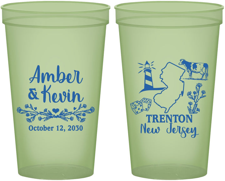 Custom Wedding 22 oz Glow In The Dark Cups - New Jersey | 179
