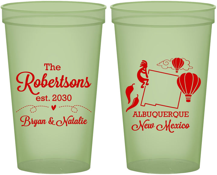 Custom Wedding 22 oz Glow In The Dark Cups - New Mexico | 180