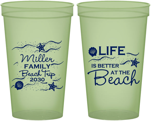 Custom Family Vacation 22 oz Glow In The Dark Cups - Life Is Better At The Beach | 180001
