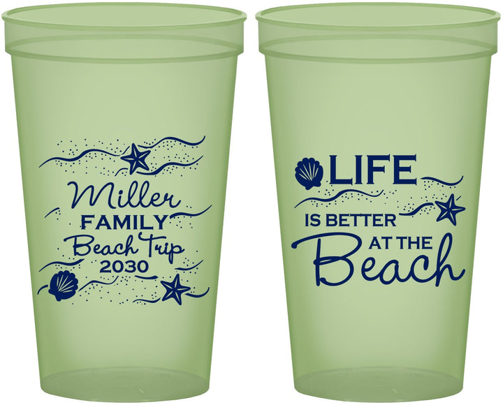 Custom Family Vacation 22 oz Glow In The Dark Cups - Life Is Better At The Beach | 180001